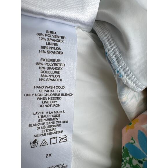 ModCloth The Amari Crop Bikini Top Retro Pin-up Floral Blue Yellow 2X NWT - Picture 6 of 7